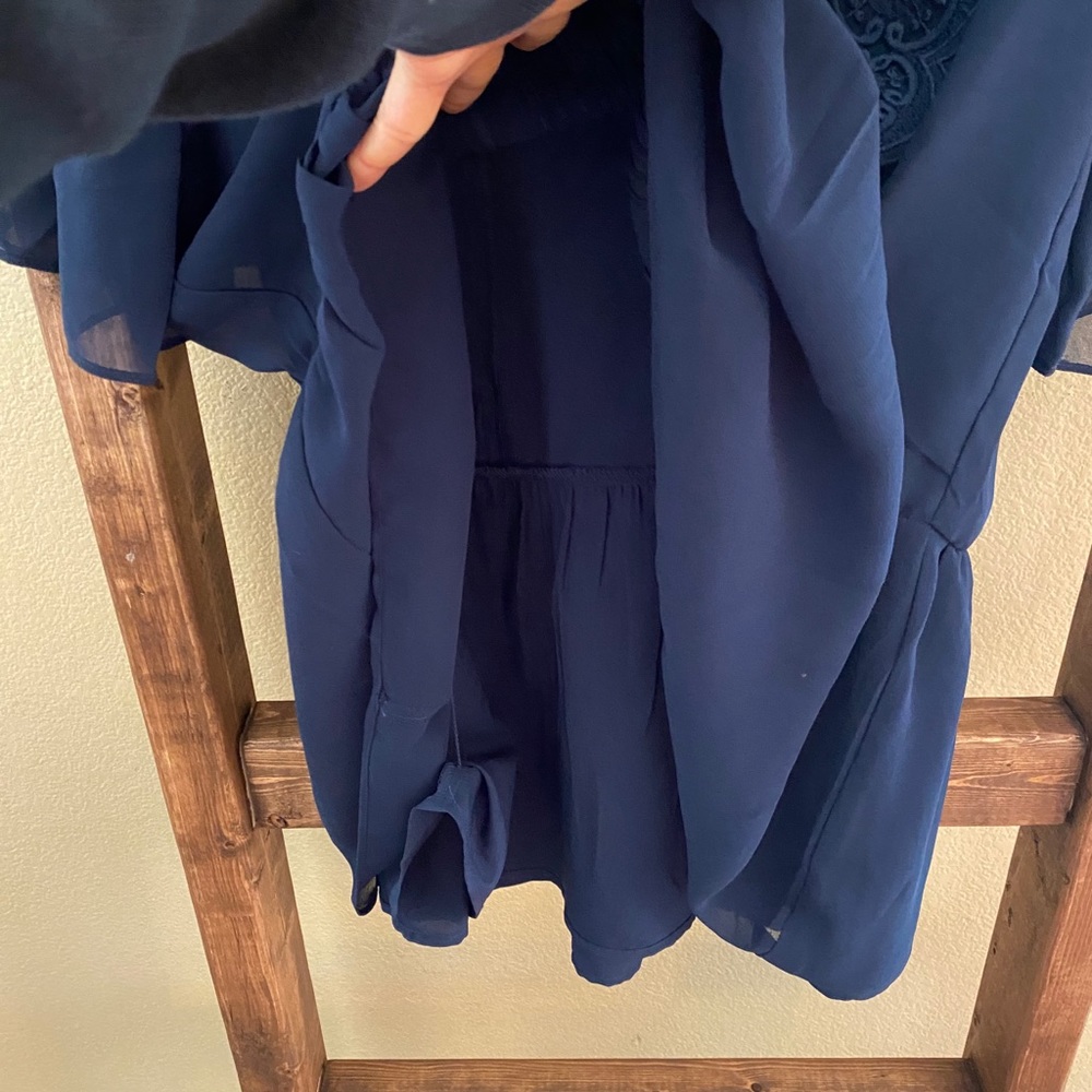 Ann Taylor LOFT petite navy blue slip dress comfy - Picture 3 of 7